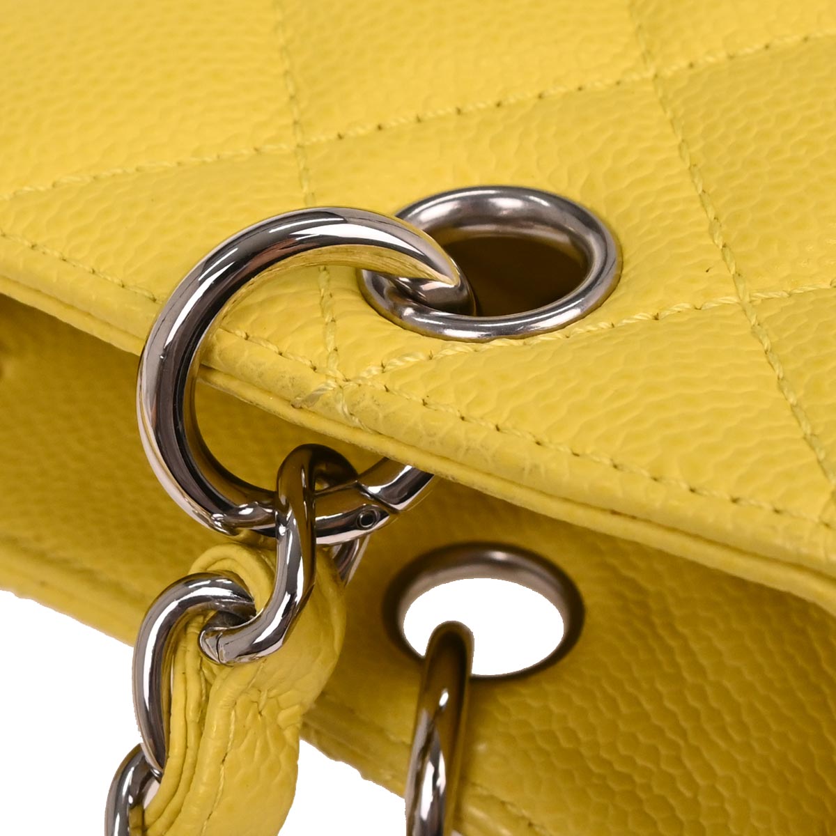 Chanel 2009-2010 Yellow Caviar Petite Shopping Tote PST Chain Handbag