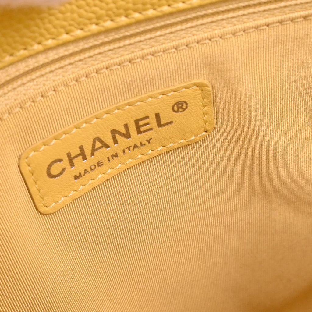 Chanel 2009-2010 Yellow Caviar Petite Shopping Tote PST Chain Handbag