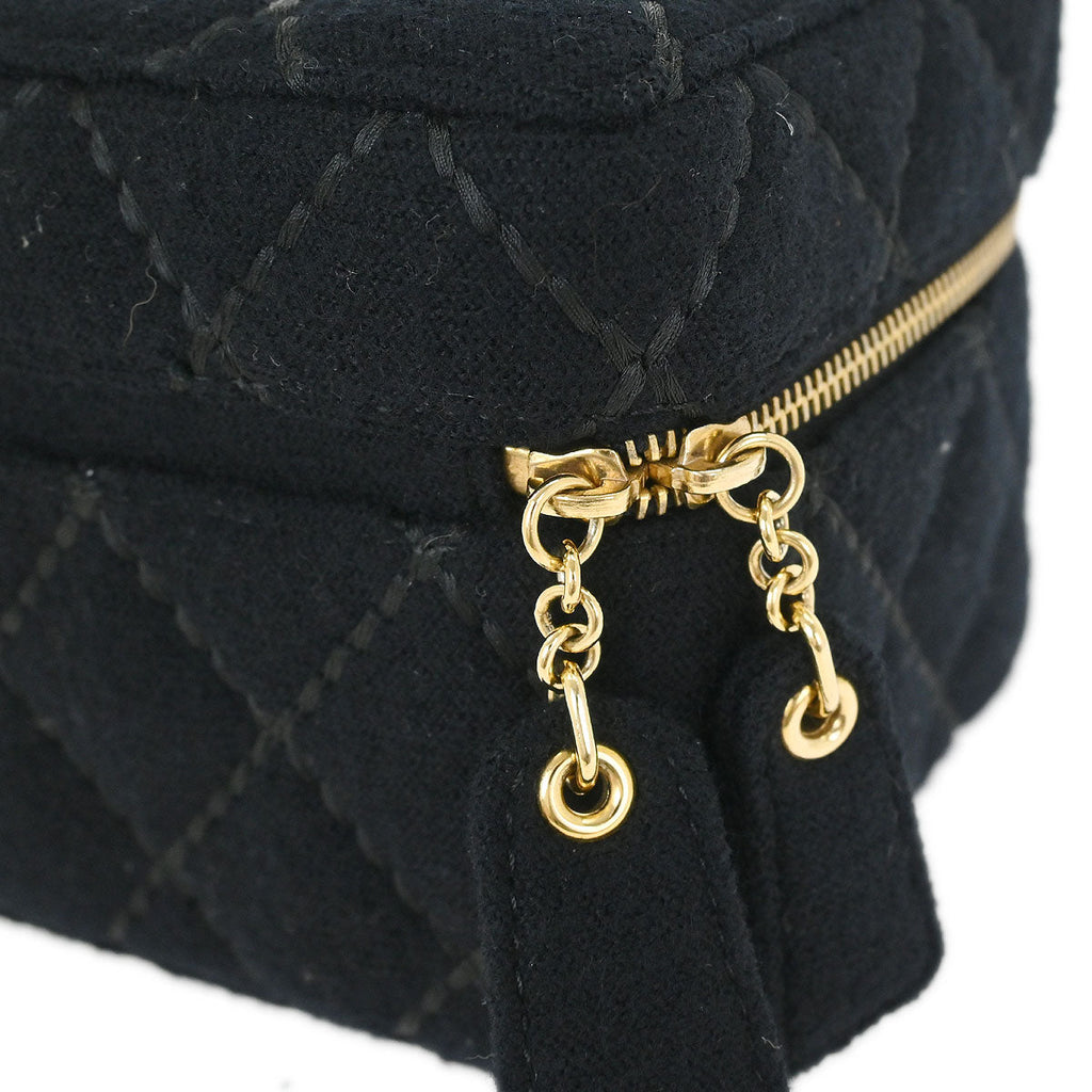 Chanel Black Wool Wild Stitch Vanity Handbag