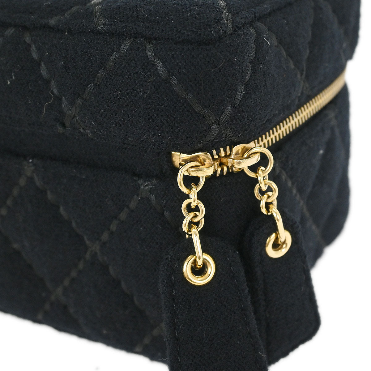 Chanel Black Wool Wild Stitch Vanity Handbag