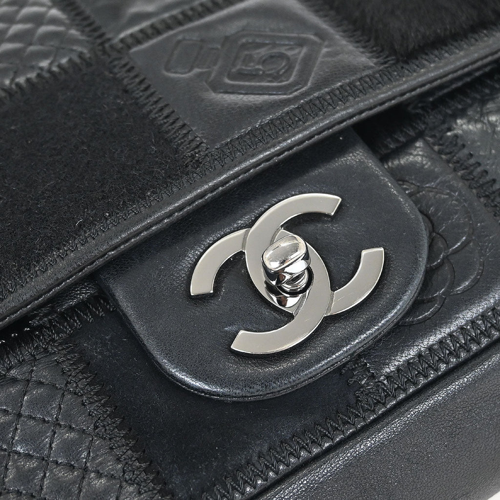 Chanel * Black Icon Patchwork Single Flap Shoulder Bag