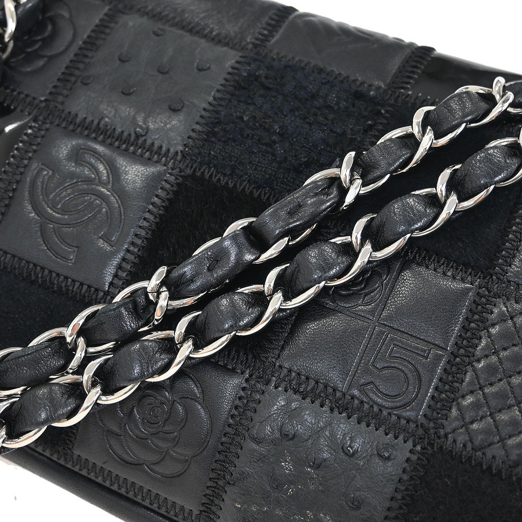 Chanel * Black Icon Patchwork Single Flap Shoulder Bag