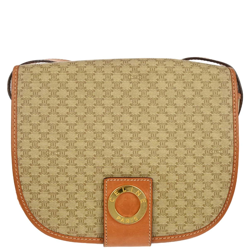 Celine Beige PVC Macadam Shoulder Bag