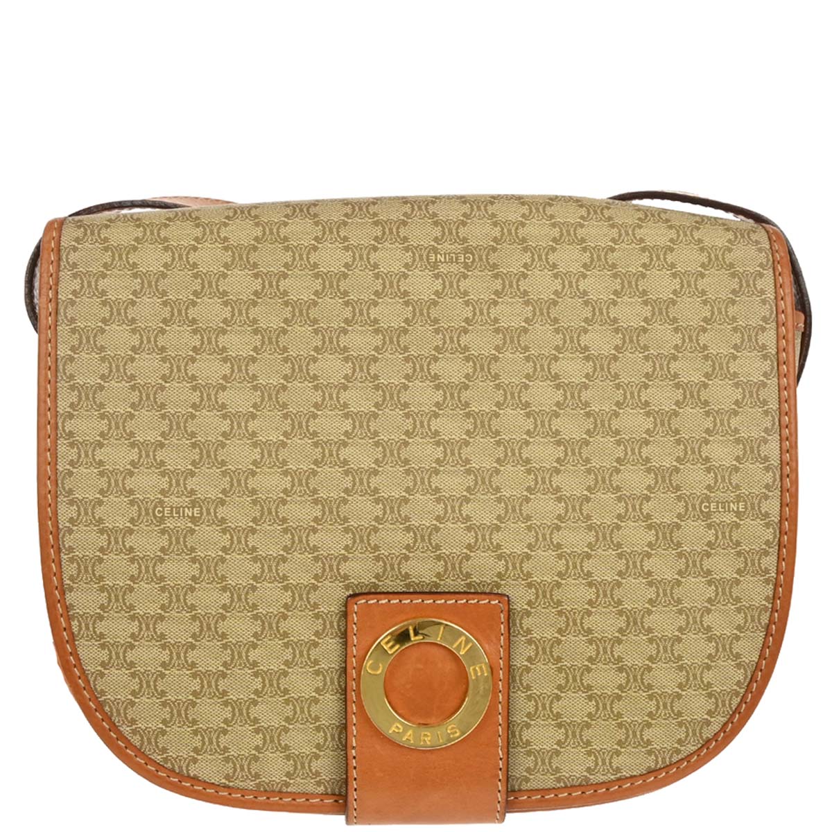 Celine Beige PVC Macadam Shoulder Bag