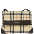 Burberry Beige Canvas Burberry Check Shoulder Bag
