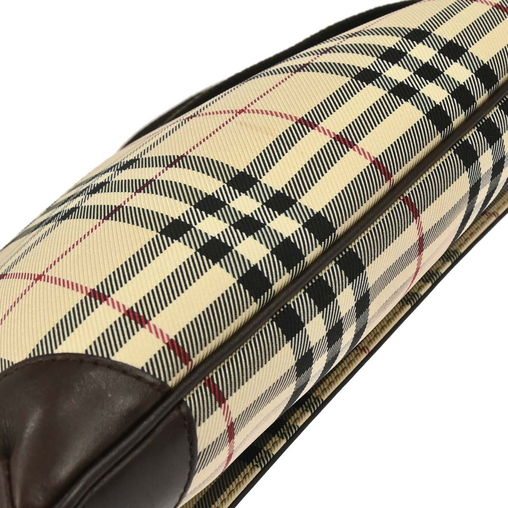 Burberry Beige Canvas Burberry Check Shoulder Bag