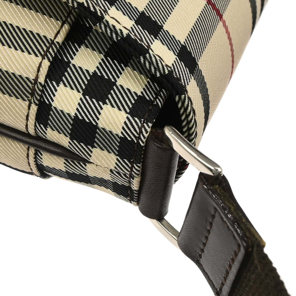 Burberry Beige Canvas Burberry Check Shoulder Bag