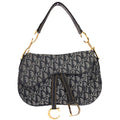 Christian Dior Navy Trotter Double Saddle Handbag