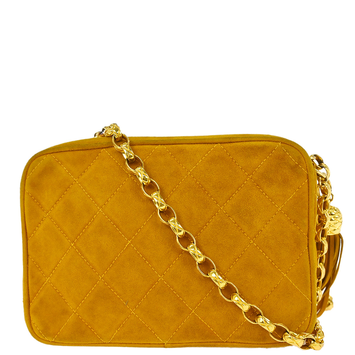 Chanel 1989-1991 Yellow Suede Camera Bag Mini