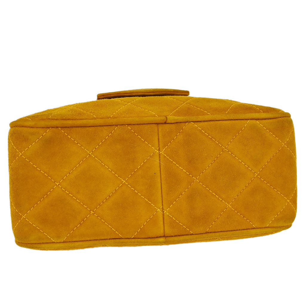 Chanel 1989-1991 Yellow Suede Camera Bag Mini