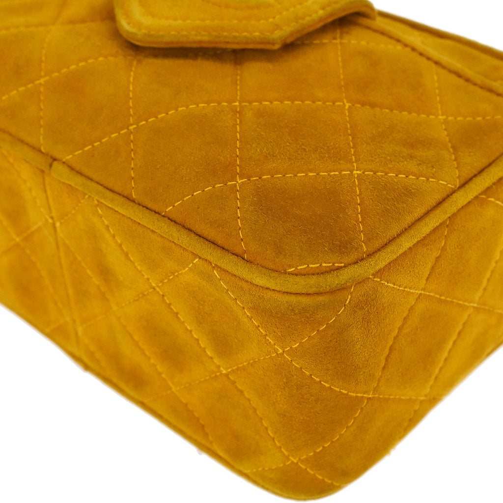 Chanel 1989-1991 Yellow Suede Camera Bag Mini