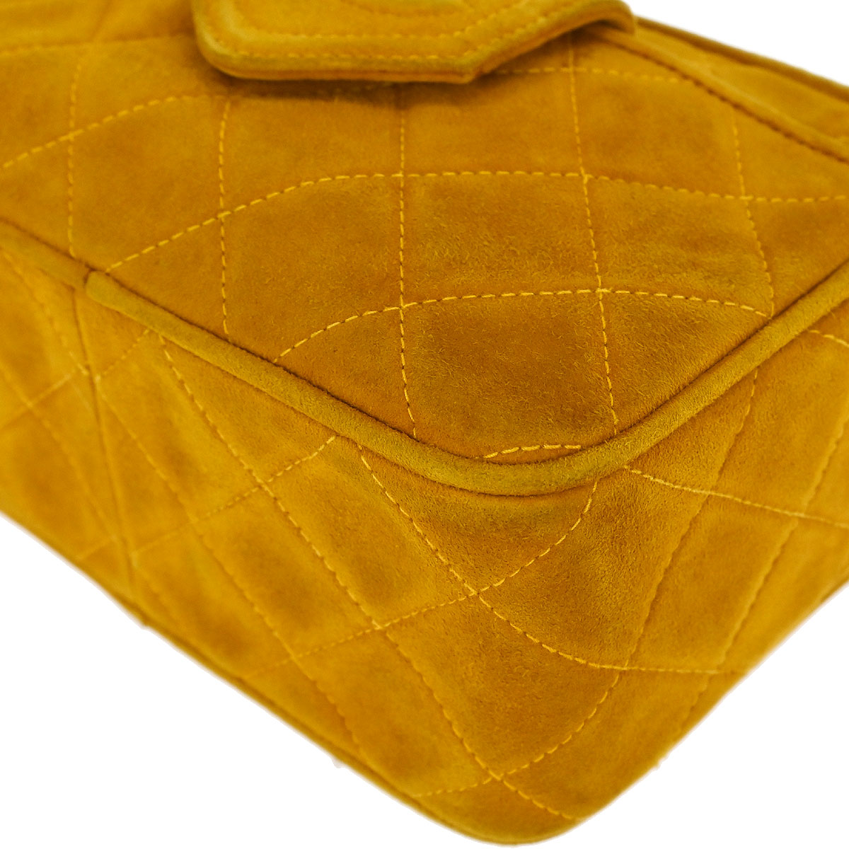 Chanel 1989-1991 Yellow Suede Camera Bag Mini