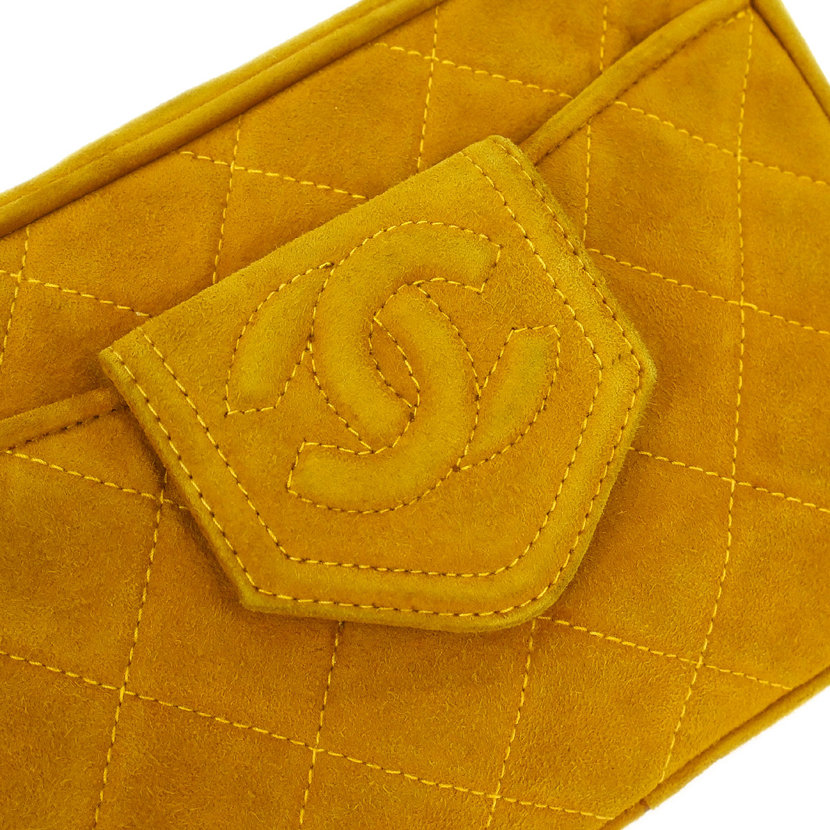 Chanel 1989-1991 Yellow Suede Camera Bag Mini