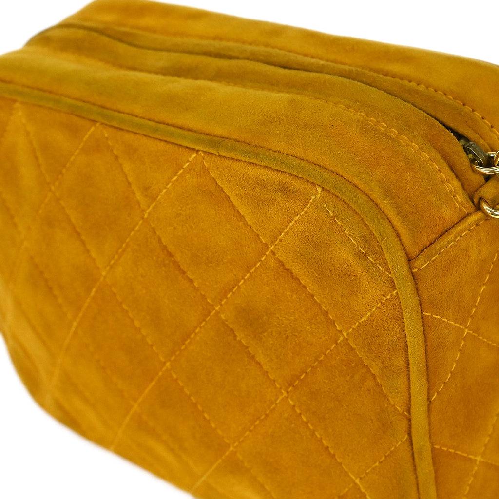 Chanel 1989-1991 Yellow Suede Camera Bag Mini