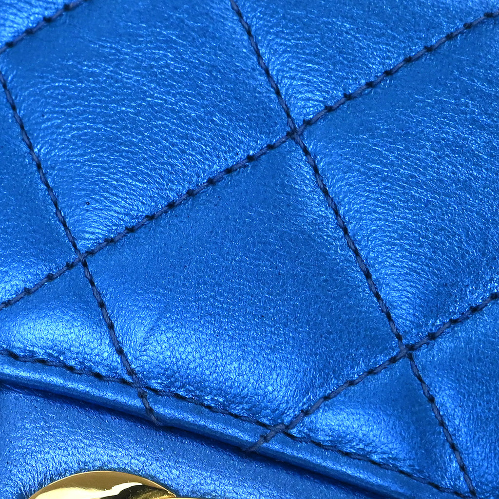 Chanel Metallic Blue Lambskin Mini Square Handbag