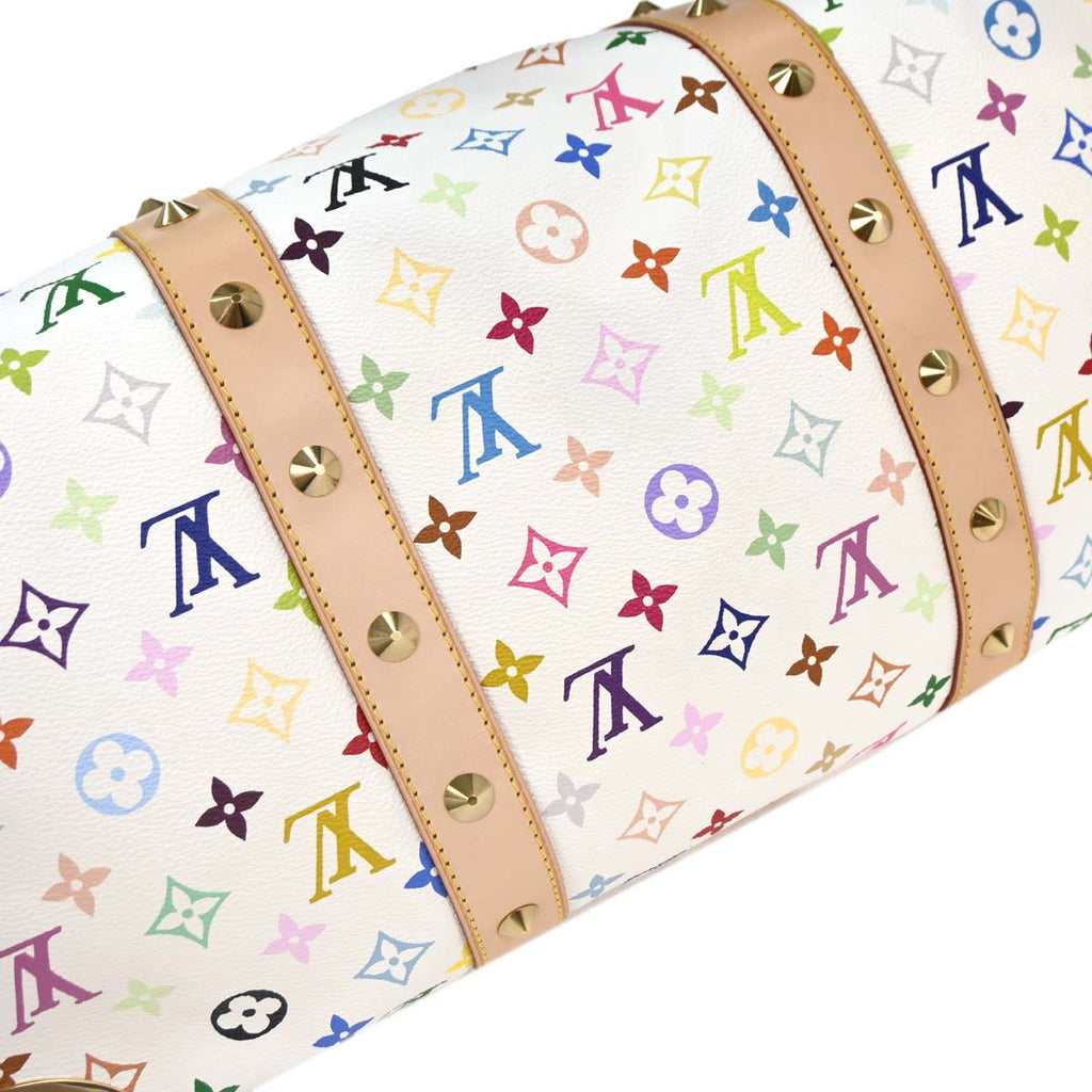 Louis Vuitton 2004 White Monogram Multicolor Keepall 45 Handbag M92641