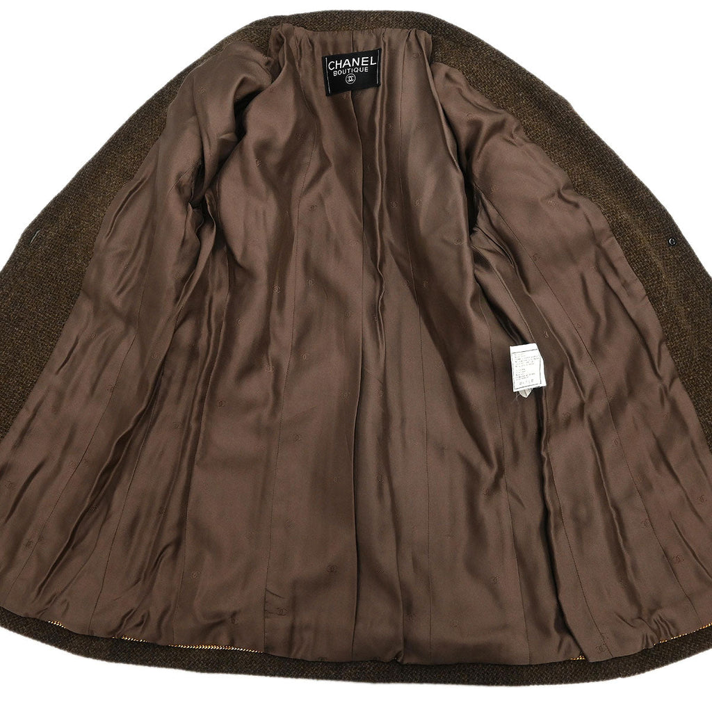 Chanel Single Breasted Jacket Brown