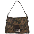Fendi Brown Canvas Zucca Mamma Baguette Handbag