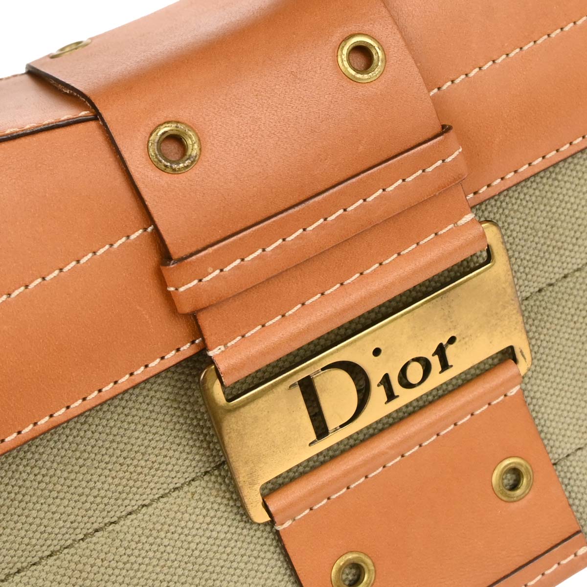 Christian Dior Green Beige Street Chic Columbus Shoulder Bag