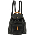 Gucci Navy Leather Bamboo Backpack
