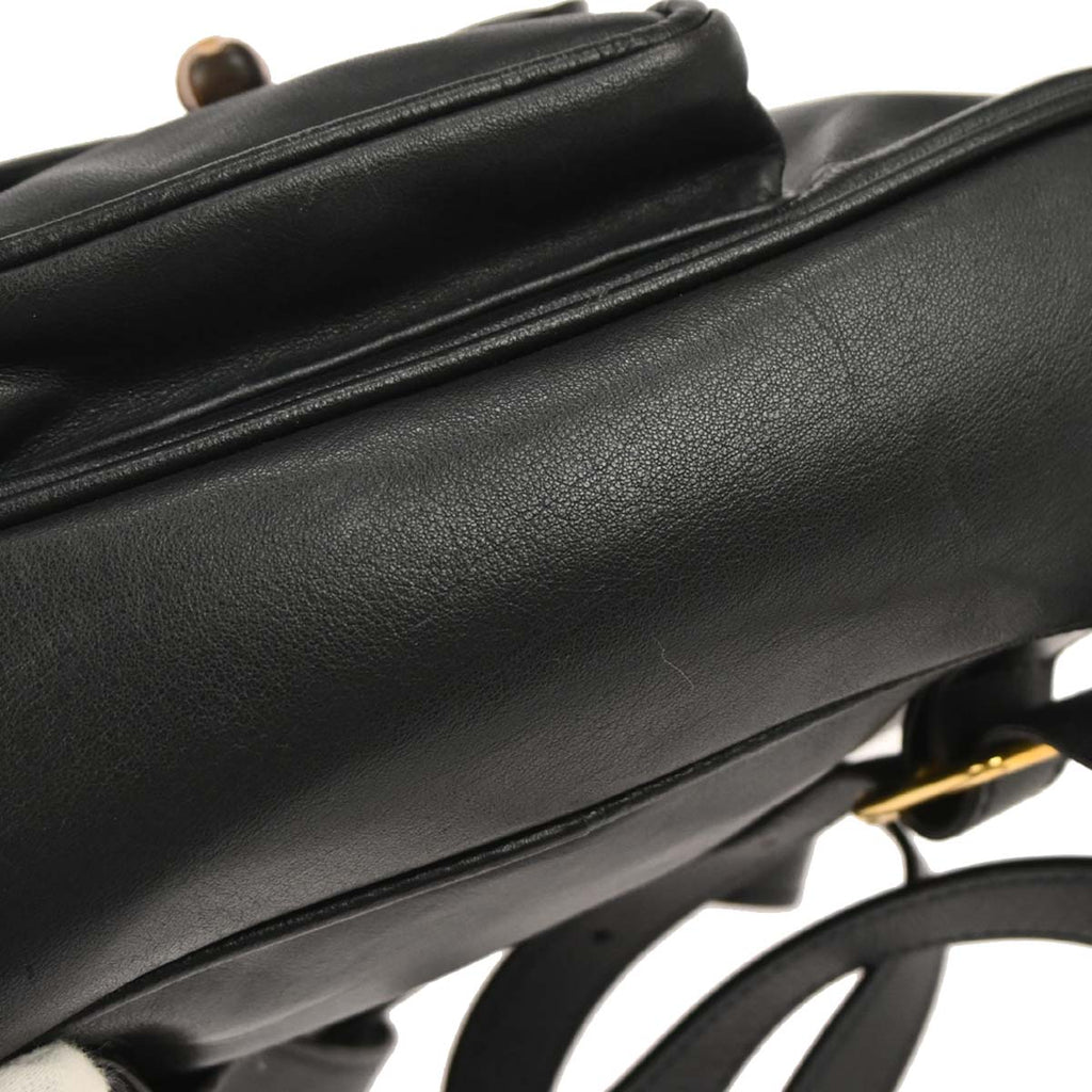 Gucci Navy Leather Bamboo Backpack