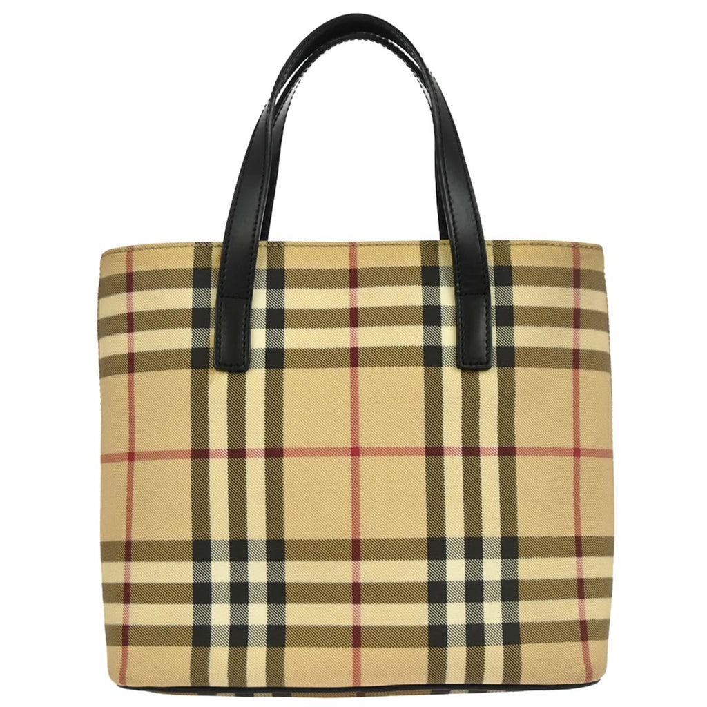 Burberry Beige Black Burberry Check Tote Bag