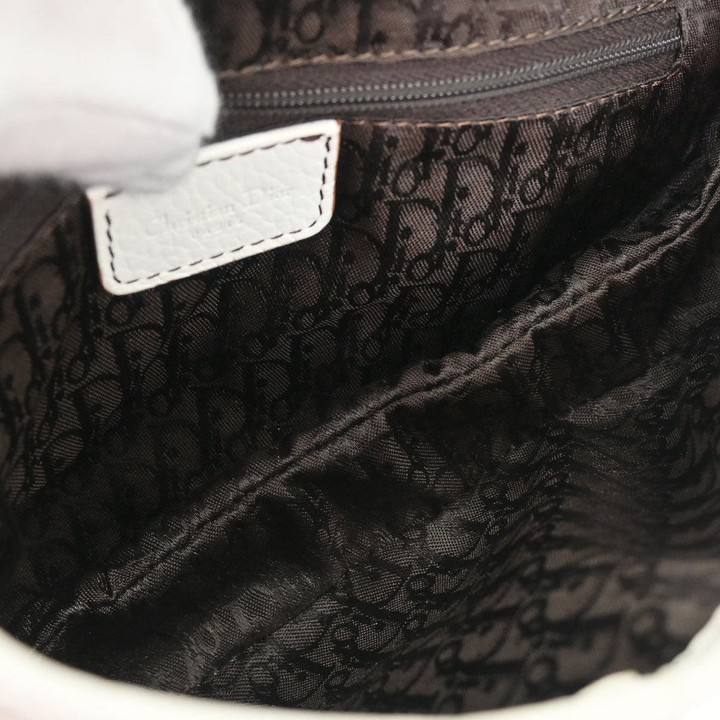 Christian Dior White Leather Saddle Handbag