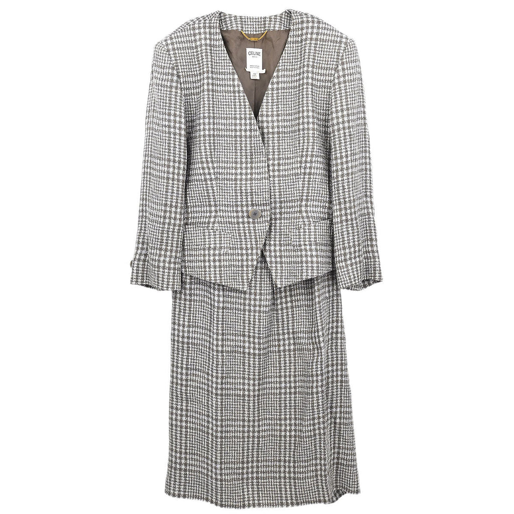 Celine Setup Suit Jacket Skirt Brown #44