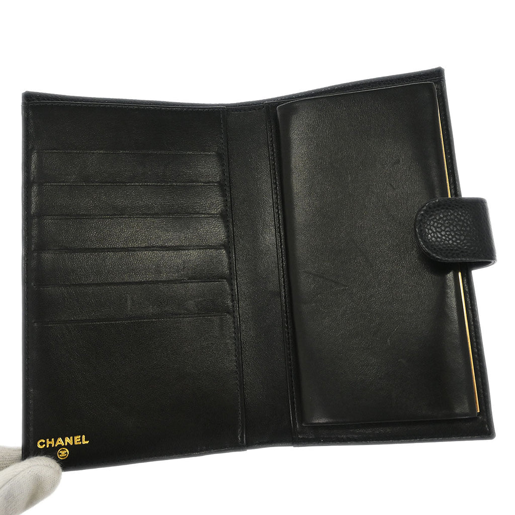 Chanel 2000-2002 Black Caviar Long Wallet
