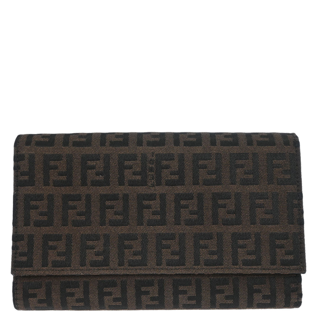 Fendi Brown Zucchino Trifold Wallet