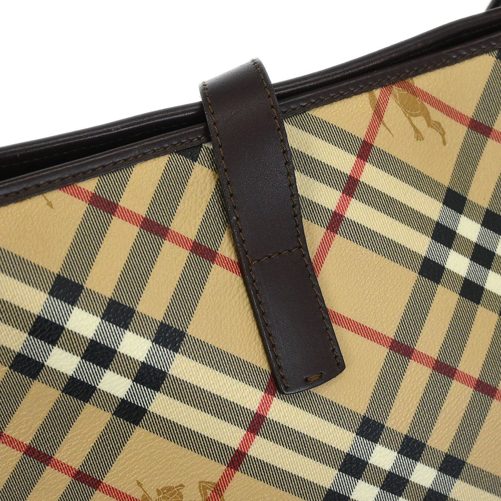Burberry Beige Brown Nova Check Shoulder Tote Bag