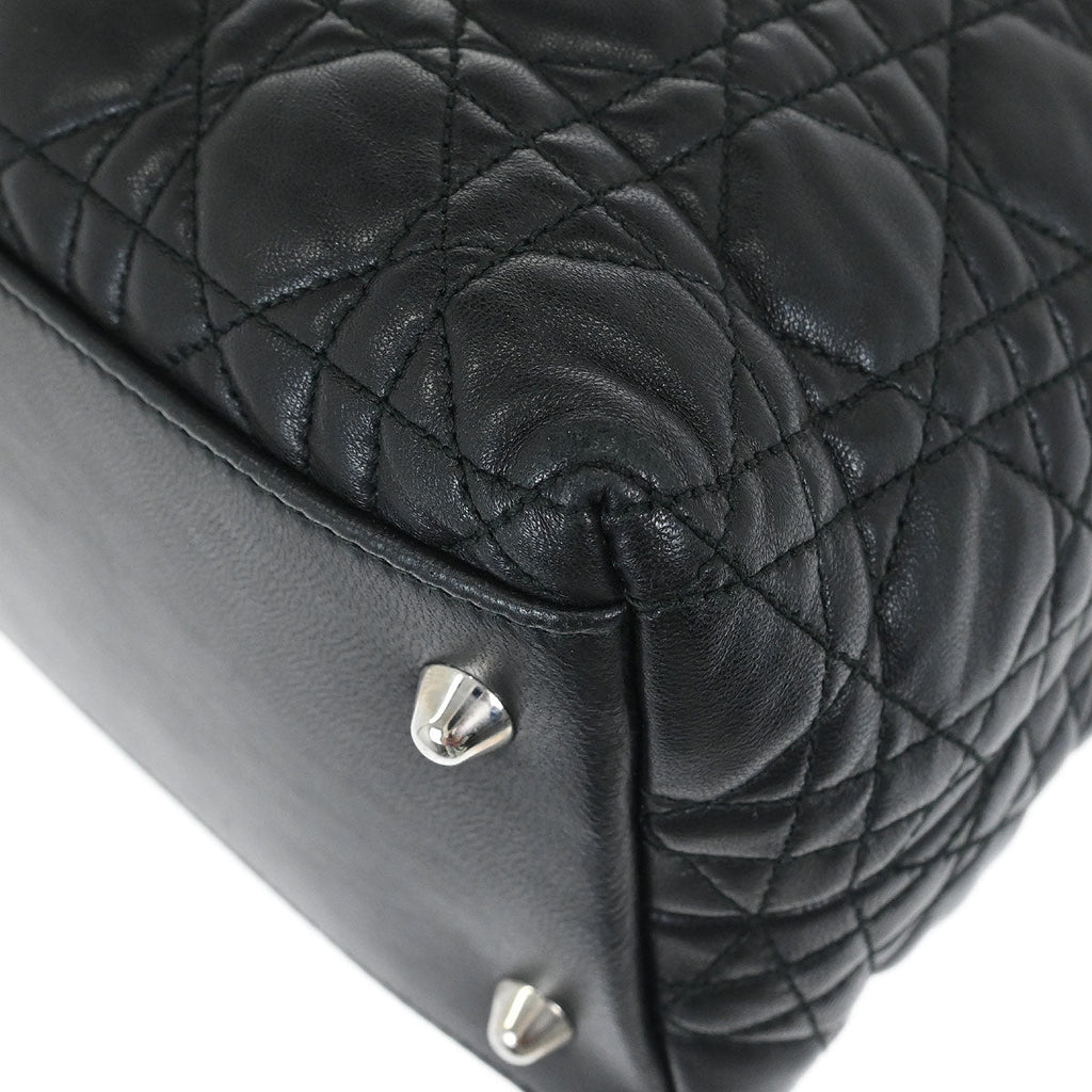 Christian Dior Black Lambskin Lady Dior Cannage Handbag