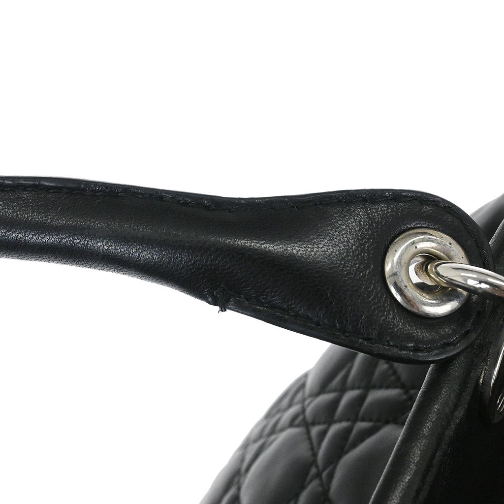 Christian Dior Black Lambskin Lady Dior Cannage Handbag
