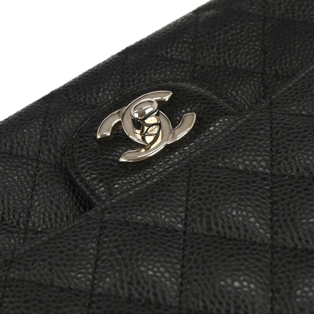 Chanel Black Caviar Skin Medium Classic Double Flap Shoulder Bag