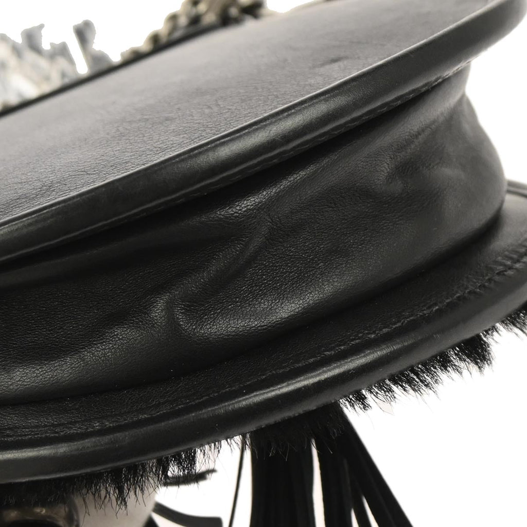 Chanel 2013-2014 Black Pony Hair Paris Edinburgh Saddle Bag Shoulder Bag