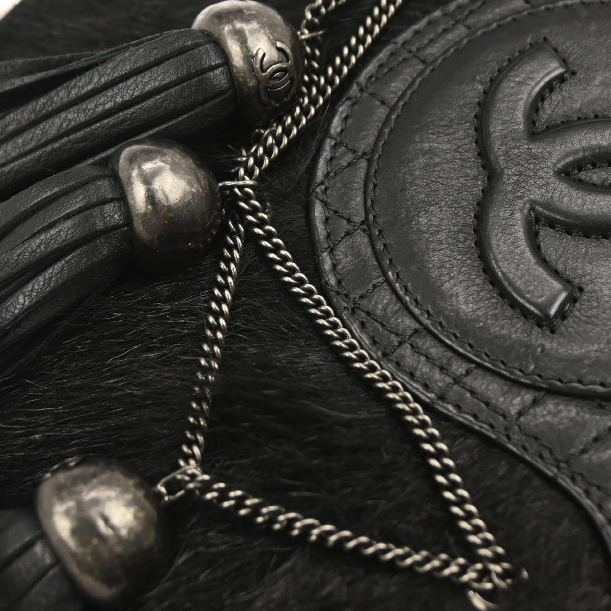 Chanel 2013-2014 Black Pony Hair Paris Edinburgh Saddle Bag Shoulder Bag