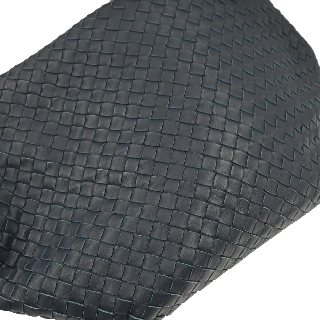 Bottega Veneta Navy Calfskin Intrecciato Shoulder Bag