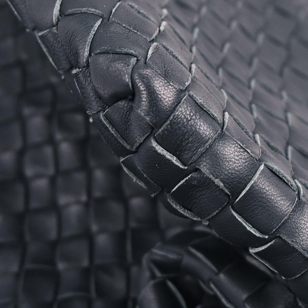 Bottega Veneta Navy Calfskin Intrecciato Shoulder Bag