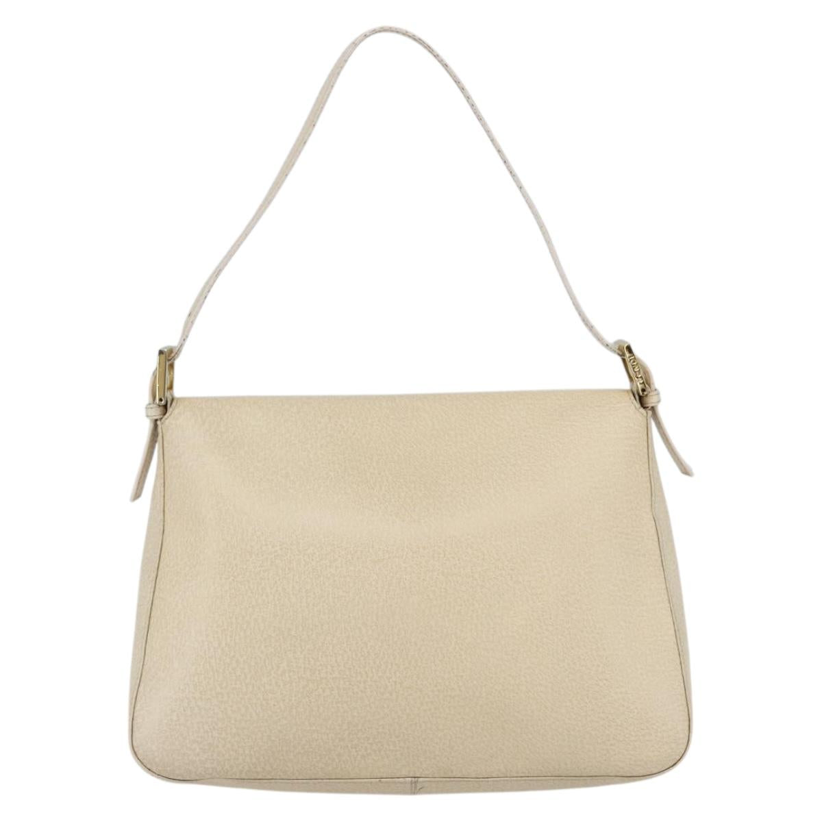 Fendi Mamma Baguette Shoulder Bag Canvas Beige Leather Shoulder Bag Bag