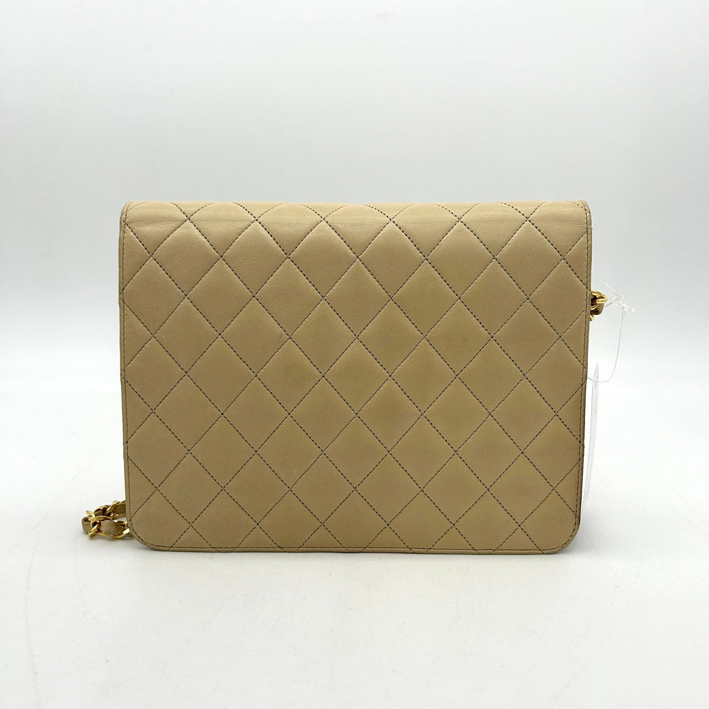 Chanel Beige Gold Lambskin Matelasse Shoulder Bag ch88101cd