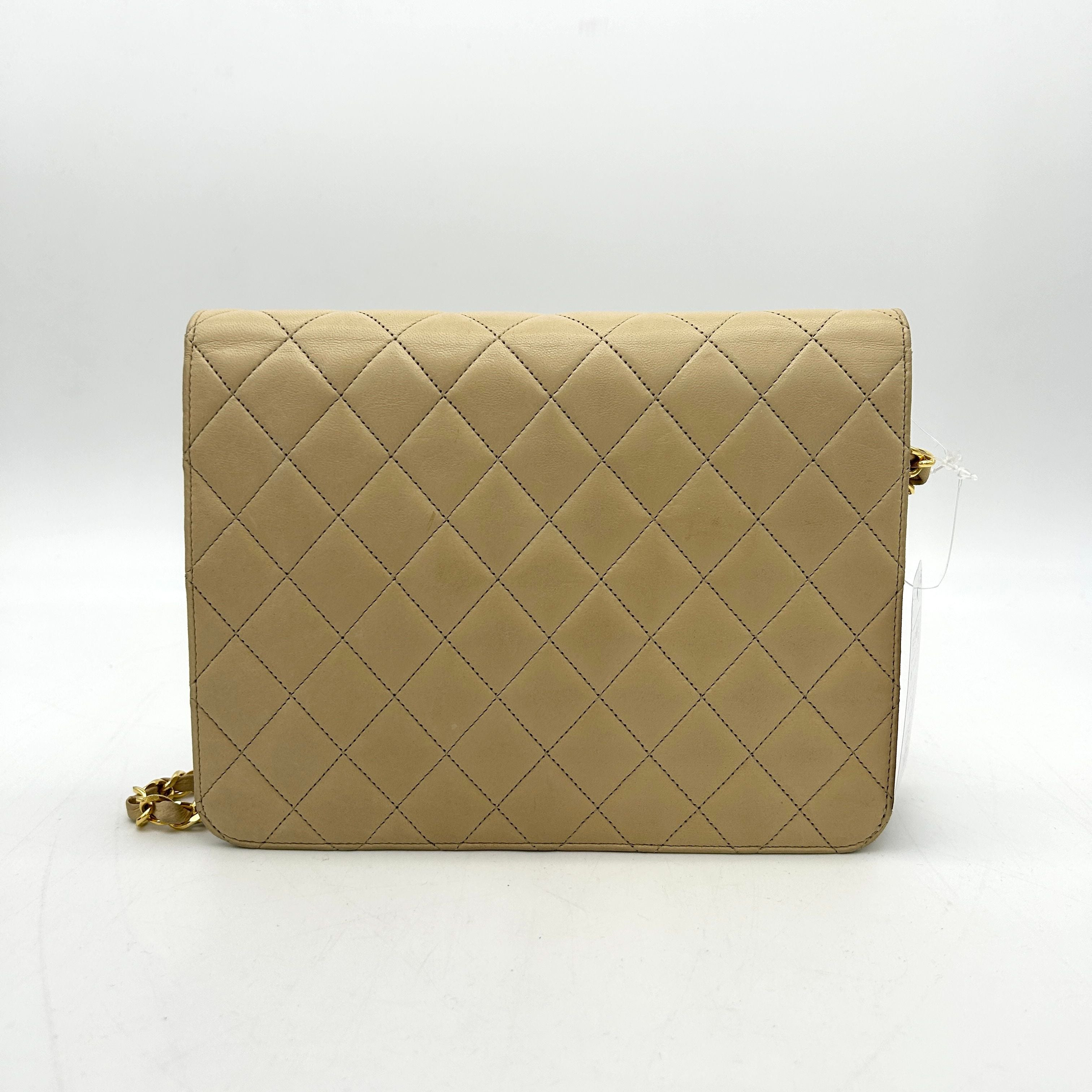 Chanel Beige Gold Lambskin Matelasse Shoulder Bag ch88101cd