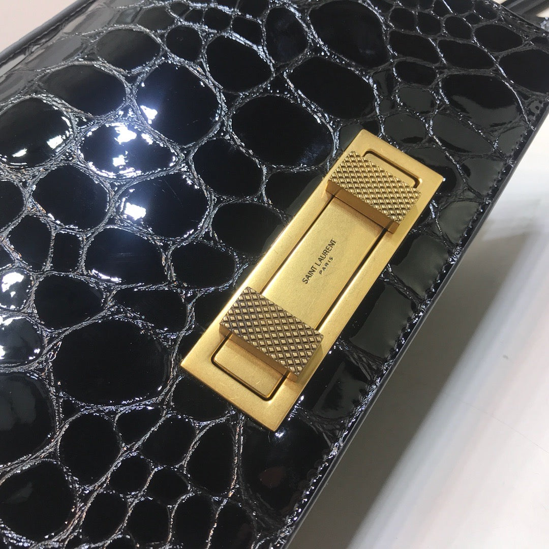 Cassandra Small Crossbody Bag With Stone Print Black For Women 7.4in/19cm YSL