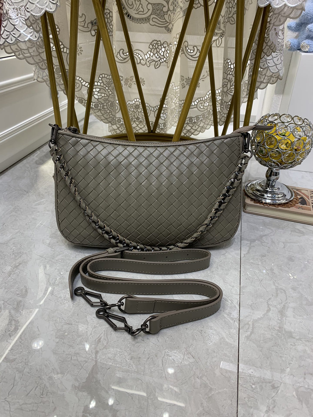Bottega Veneta Crossbody Bag Brown, For Women, Bags 9.4in/24cm