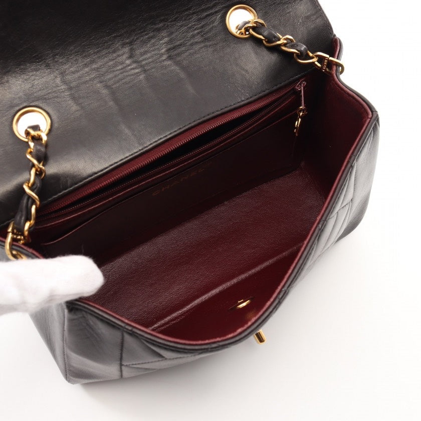 Chanel Diorana Flap Crossbody Lambskin Leather Bag,Black