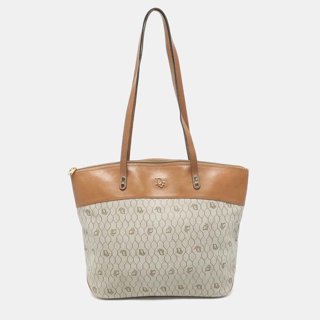 Dior Beige/br Honeycomb Coated Canvas And Leather 1:1 Rep Tote