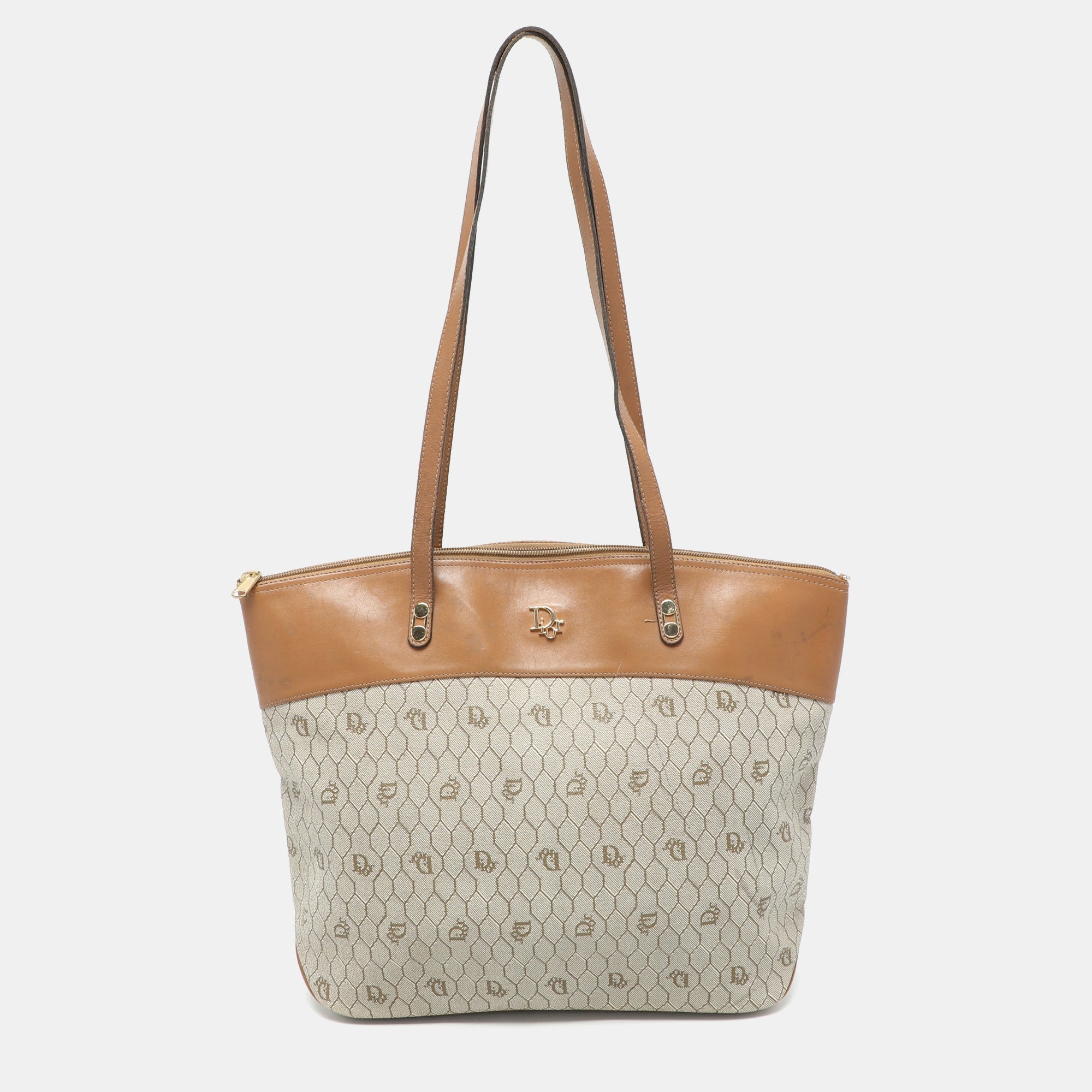 Dior Beige/br Honeycomb Coated Canvas And Leather 1:1 Rep Tote