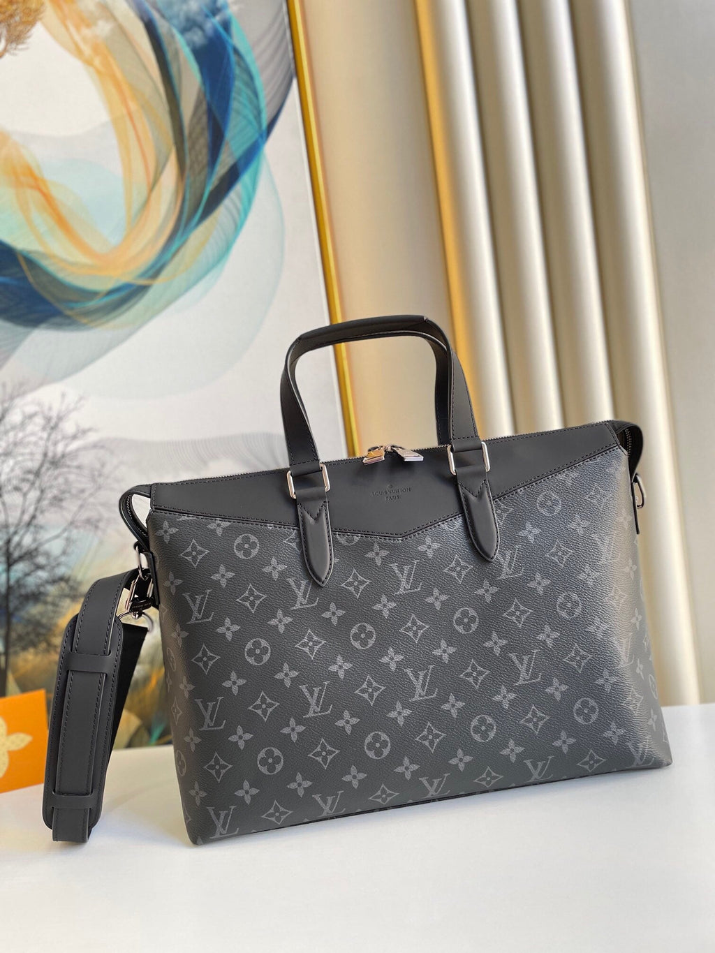 Louis Vuitton Briefcase Explorer Monogram Eclipse Canvas For Men, Bags, Shoulder And Crossbody Bags 15.4in/39cm Louis Vuitton M40566