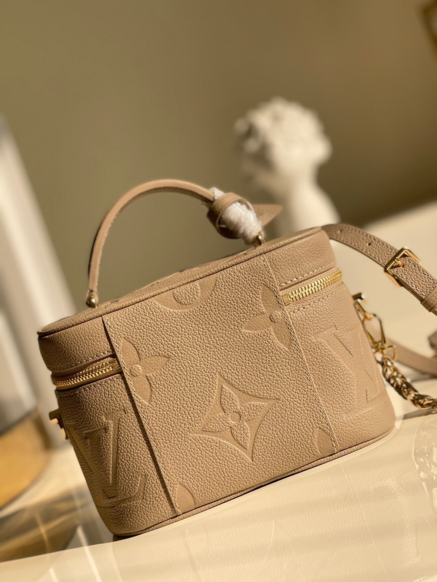 Louis Vuitton Vanity PM Handbag Monogram Empreinte Tourterelle Beige For Women, Women’s Handbags, Shoulder And Crossbody Bags 7.5in/19cm Louis Vuitton M45608
