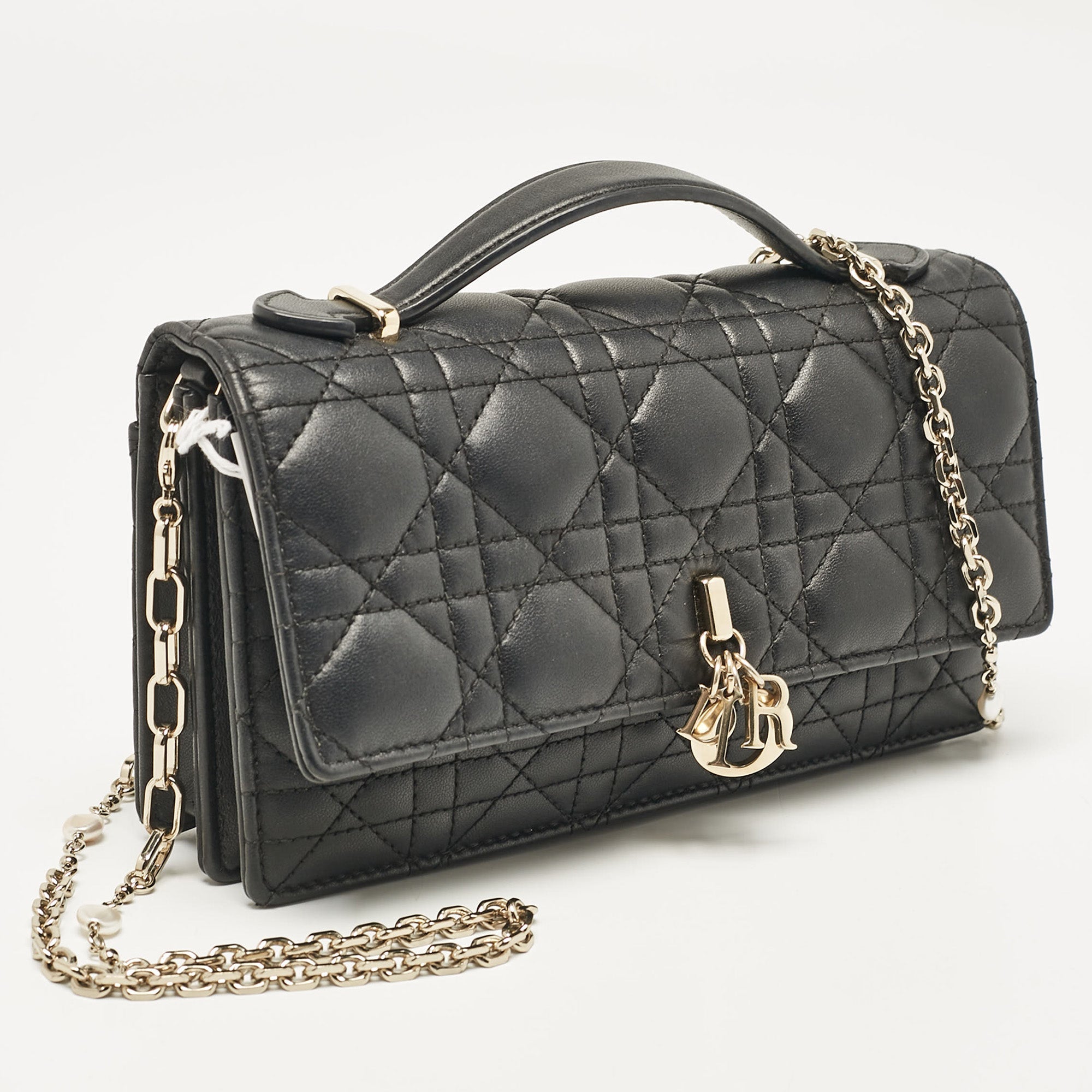 Dior Black Cannage Leather Mini My Dior Top Handle Bag