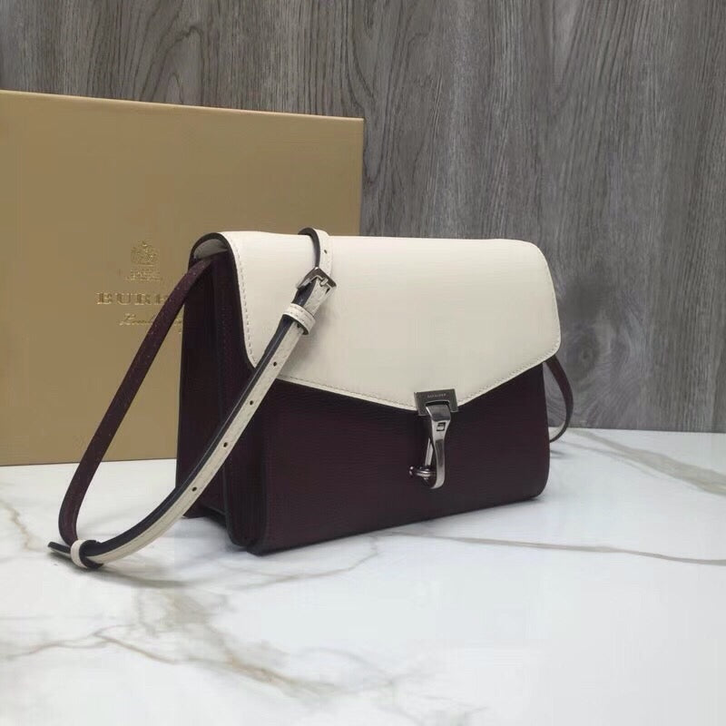Small Macken Colorblock Crossbody Brown/White Bag For Women, Bags 9.5in/24cm